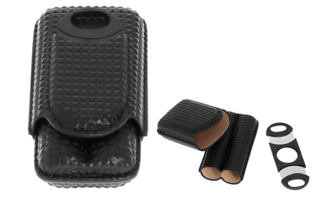 Diamond Black Finish Cigar Case